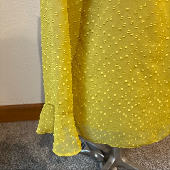 Banana Republic Sheer Swiss Dot Blouse Bright‎ Mustard Yellow Women’s Small - Picture 3 of 12